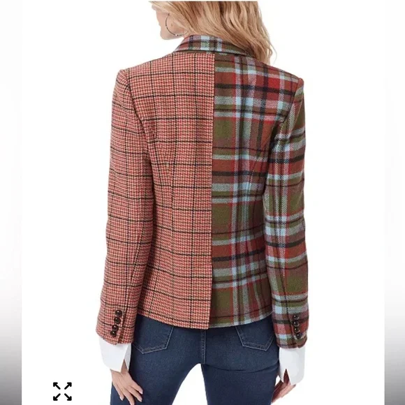 Sam Edelman Women's Imogen Mixed-Plaid Double-Breasted Blazer Small - Picture 2 of 14